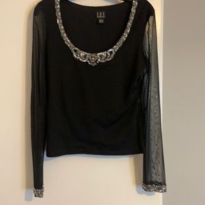 INC blk top w/silver embellished neck size L